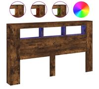 Berkfield Home LED Headboard Smoked Oak 180x18.5x103.5 cm Engineered Wood in Brown Berkfield Home Brown 180x18.5x103.5 cm