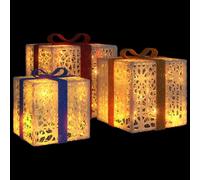 Berkfield Home Lighted Christmas Boxes 3 pcs 64 LEDs Warm White Berkfield Home White
