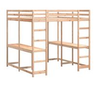 Berkfield Home Loft Bed with Desk & Ladder 140x200 cm Solid Wood Pine in Light Brown Berkfield Home Light Brown 140x200 cm