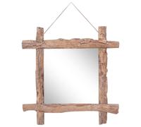 Berkfield Home Log Mirror Natural 70x70 cm Solid Reclaimed Wood in Brown Berkfield Home Brown 70x70 cm