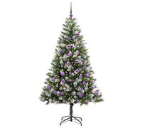 Berkfield Home Lush Artificial Hinged Christmas Tree with Flocked Snow 180 cm in Green Berkfield Home Green