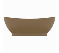 Berkfield Home Luxury Basin Overflow Oval Matt Cream 58.5x39 cm Ceramic in Tan Berkfield Home Tan 58.5x39 cm