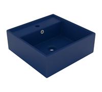 Berkfield Home Luxury Basin Overflow Square Matt Dark Blue 41x41 cm Ceramic Berkfield Home Blue 41x41 cm