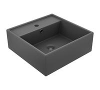 Berkfield Home Luxury Basin Overflow Square Matt Dark Grey 41x41 cm Ceramic Berkfield Home Grey 41x41 cm