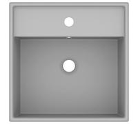 Berkfield Home Luxury Basin Overflow Square Matt Light Grey 41x41 cm Ceramic Berkfield Home Grey 41x41 cm