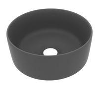 Berkfield Home Luxury Wash Basin Round Matt Dark Grey 40x15 cm Ceramic Berkfield Home Grey 40x15 cm