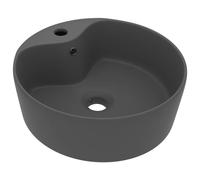 Berkfield Home Luxury Wash Basin with Overflow Matt Dark Grey 36x13 cm Ceramic Berkfield Home Grey 36x13 cm