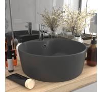 Berkfield Home Luxury Wash Basin with Overflow Matt Dark Grey 36x13 cm Ceramic Berkfield Home Grey 36x13 cm