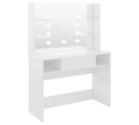 Berkfield Home Makeup Table with LED Lights 100x40x135 cm MDF Shining White | Size: 100 x 40 x 135 cm Berkfield Home White 100 x 40 x 135 cm