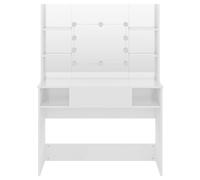 Berkfield Home Makeup Table with LED Lights 100x40x135 cm MDF Shining White | Size: 100 x 40 x 135 cm Berkfield Home White 100 x 40 x 135 cm