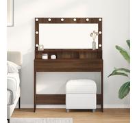 Berkfield Home Makeup Table with LED Lights in Brown Oak - 100 x 41 x 135 cm Berkfield Home Brown 100 x 41 x 135 cm