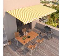 Berkfield Home Manual Retractable Awning 600x350 cm Yellow & White Berkfield Home Yellow 600x350 cm