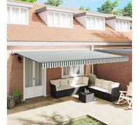 Berkfield Home Manual Retractable Awning Green & White 500x350 cm Berkfield Home Green 500x350 cm
