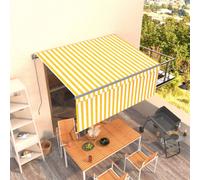 Berkfield Home Manual Retractable Awning with Blind 3x2.5m Yellow&White in Yellow Berkfield Home Yellow
