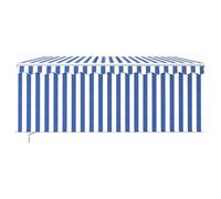 Berkfield Home Manual Retractable Awning with Blind&LED 3x2.5m Blue&White in Blue Berkfield Home Blue