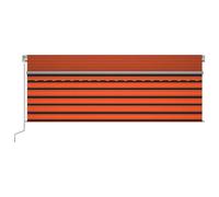 Berkfield Home Manual Retractable Awning with Blind&LED 4x3m Orange&Brown Berkfield Home Multicolor