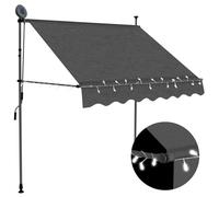 Berkfield Home Manual Retractable Awning with LED 200 cm Anthracite in Black Berkfield Home Black