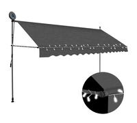 Berkfield Home Manual Retractable Awning with LED 350 cm Anthracite in Black Berkfield Home Black