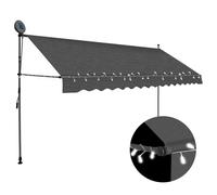 Berkfield Home Manual Retractable Awning with LED 400 cm Anthracite in Black Berkfield Home Black