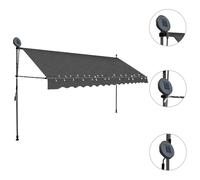 Berkfield Home Manual Retractable Awning with LED 400 cm Anthracite in Dark Grey Berkfield Home Dark Grey