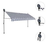 Berkfield Home Manual Retractable Awning with LED 400 cm Blue & White Berkfield Home Blue