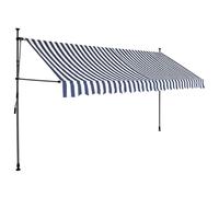 Berkfield Home Manual Retractable Awning with LED 400 cm Blue & White Berkfield Home Blue