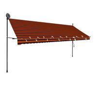 Berkfield Home Manual Retractable Awning with LED 400 cm Orange & Brown Berkfield Home Multicolor