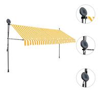 Berkfield Home Manual Retractable Awning with LED 400 cm White & Orange Berkfield Home Multicolor