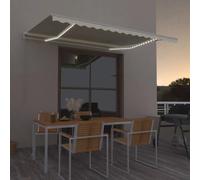 Berkfield Home Manual Retractable Awning with LED 400x300 cm Cream Berkfield Home Cream 400x300 cm