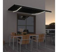 Berkfield Home Manual Retractable Awning with LED 400x350 cm Anthracite in Black Berkfield Home Black 400x350 cm