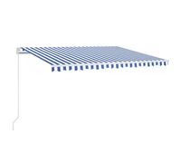 Berkfield Home Manual Retractable Awning with LED 400x350 cm Blue & White Berkfield Home Blue 400x350 cm
