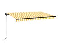 Berkfield Home Manual Retractable Awning with LED 400x350 cm Yellow & White Berkfield Home Yellow 400x350 cm