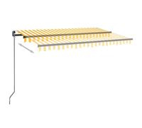 Berkfield Home Manual Retractable Awning with LED 450x350 cm Yellow & White Berkfield Home Yellow 450x350 cm
