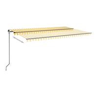Berkfield Home Manual Retractable Awning with LED 500x350 cm Yellow & White Berkfield Home Yellow 500x350 cm