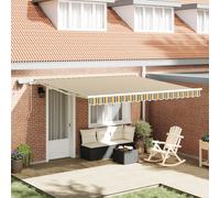 Berkfield Home Manual Retractable Awning with LED Green & Yellow 400x300 cm Berkfield Home Multicolor 400x300 cm