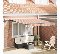 Berkfield Home Manual Retractable Awning with LED Multicolour Stripe 300x250 cm in Orange Berkfield Home Orange 300x250 cm