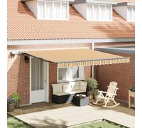 Berkfield Home Manual Retractable Awning with LED Multicolour Stripe 400x300 cm in Yellow Berkfield Home Yellow 400x300 cm