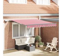 Berkfield Home Manual Retractable Awning with LED Red & White Stripe 350x250 cm Berkfield Home Red 350x250 cm