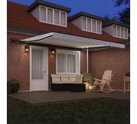 Berkfield Home Manual Retractable Awning with LED White 400x350 cm Berkfield Home White 400x350 cm
