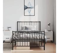 Berkfield Home Metal Bed Frame with Headboard & Footboard Black 100x190 cm Berkfield Home Black 100x190 cm
