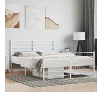 Berkfield Home Metal Bed Frame with Headboard & Footboard White 140x200 cm Berkfield Home White 140x200 cm