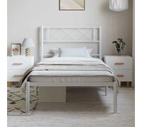 Berkfield Home Metal Bed Frame with Headboard White 100x200 cm Berkfield Home White 100x200 cm