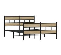 Berkfield Home Metal Bed Frame without Mattress Sonoma Oak 150x200 cm King Size in Brown Berkfield Home Brown King