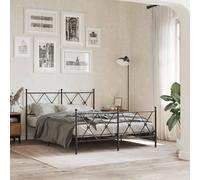 Berkfield Home Metal Bed Frame without Mattress with Footboard Black 137x190cm | Size: 137x190 cm Berkfield Home Black 137x190 cm