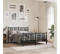 Berkfield Home Metal Bed Frame without Mattress with Footboard Black 137x190cm | Size: 137x190 cm Berkfield Home Black 137x190 cm
