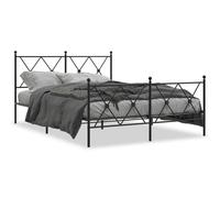 Berkfield Home Metal Bed Frame without Mattress with Footboard Black 137x190cm | Size: 137x190 cm Berkfield Home Black 137x190 cm