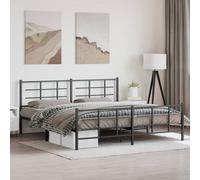Berkfield Home Metal Bed Frame without Mattress with Footboard Black 193x203cm | Size: 193x203 cm Berkfield Home Black 193x203 cm