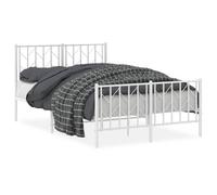 Berkfield Home Metal Bed Frame without Mattress with Footboard¬†White 120x200cm in White | Size: Small Double Berkfield Home White Small Double