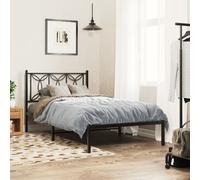 Berkfield Home Metal Bed Frame without Mattress with Headboard Black 100x200cm | Size: 100x200 cm Berkfield Home Black 100x200 cm