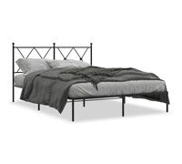 Berkfield Home Metal Bed Frame without Mattress with Headboard Black 140x190cm | Size: 140x190 cm Berkfield Home Black 140x190 cm